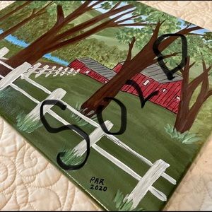 SOLD!!  Red Barn on Wrapped Canvas, 12 x 16 Acrylic Painting